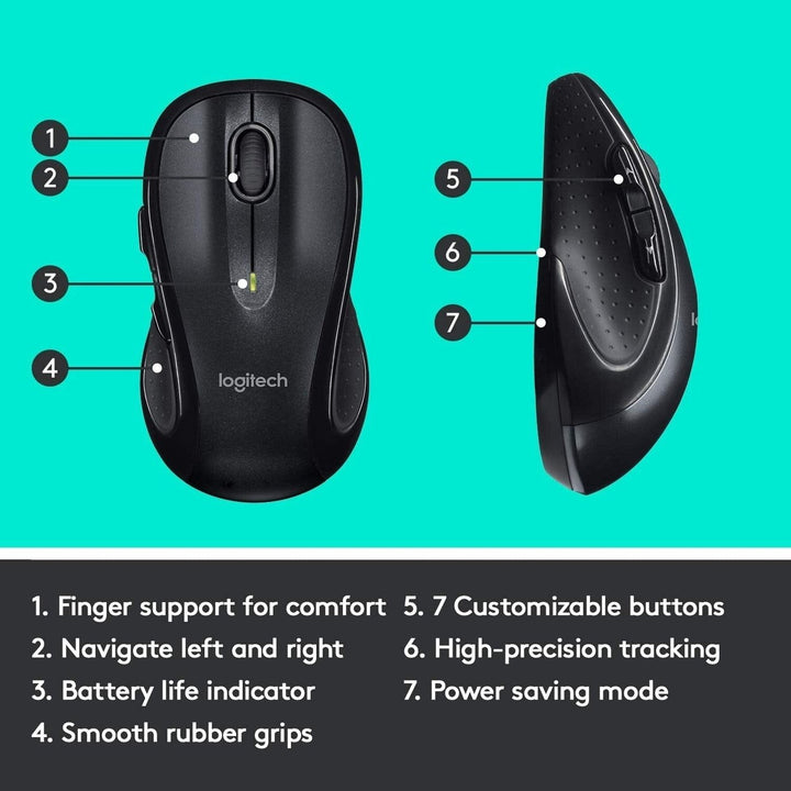 Logitech M510 Wireless Computer Mouse w/Unifying Receiver (Refurbished) Image 3