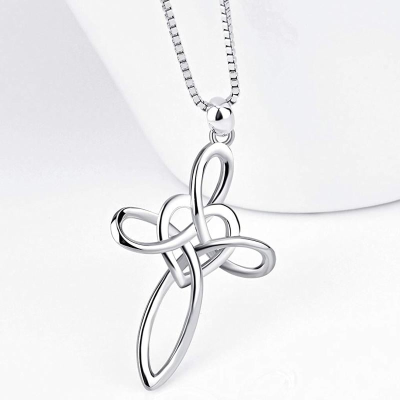 Lovely Sterling Silver Cross Pendant Necklace Image 1