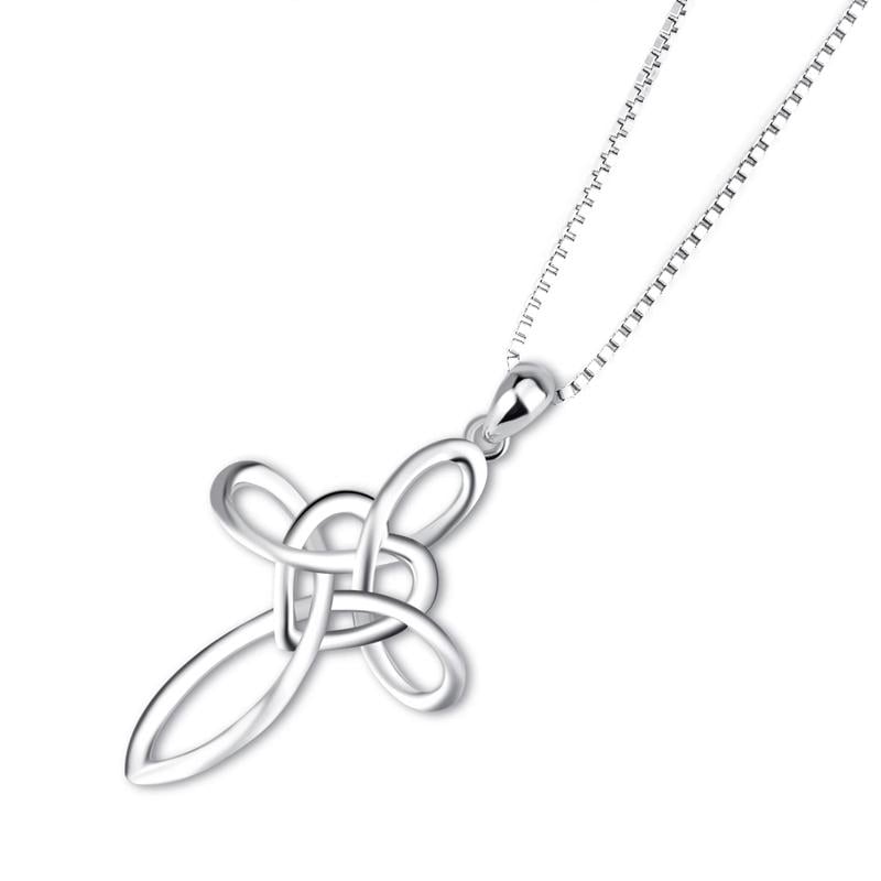 Lovely Sterling Silver Cross Pendant Necklace Image 2