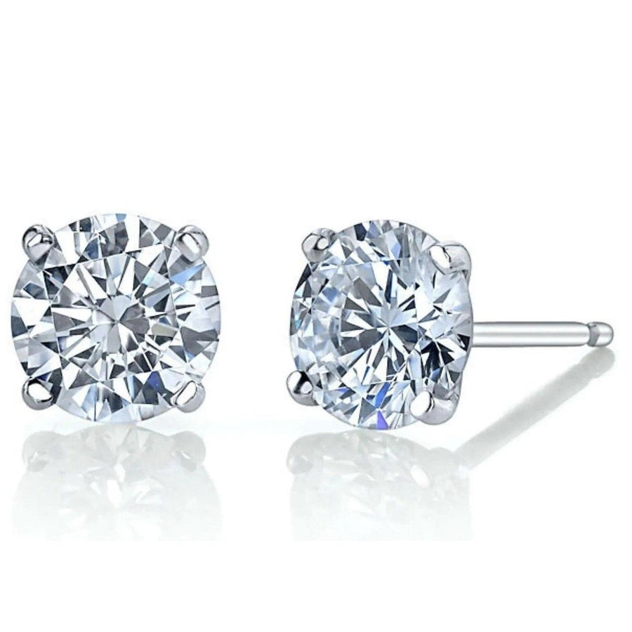 Martini 6.00 Ct D Vs1 Round Lab Created Diamond Earrings 4 Prong 14 K White Gold Image 1