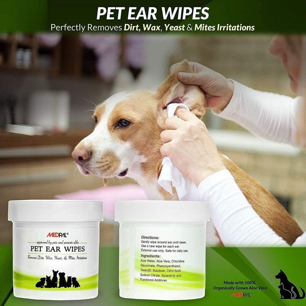 MedPal Cleaning Wipes for Dogs and Cats Prevent Ear Infections Image 2