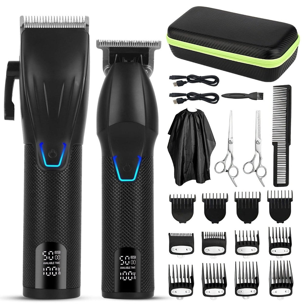 Men Electric Barber Clipper Hair Cutting Combo Set T Outliner Shaver Trimmers Image 2