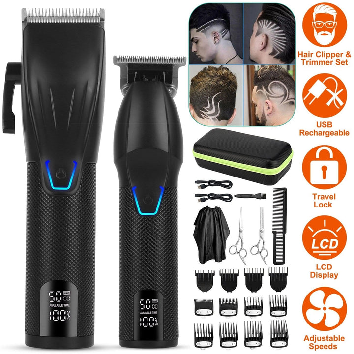 Men Electric Barber Clipper Hair Cutting Combo Set T Outliner Shaver Trimmers Image 9