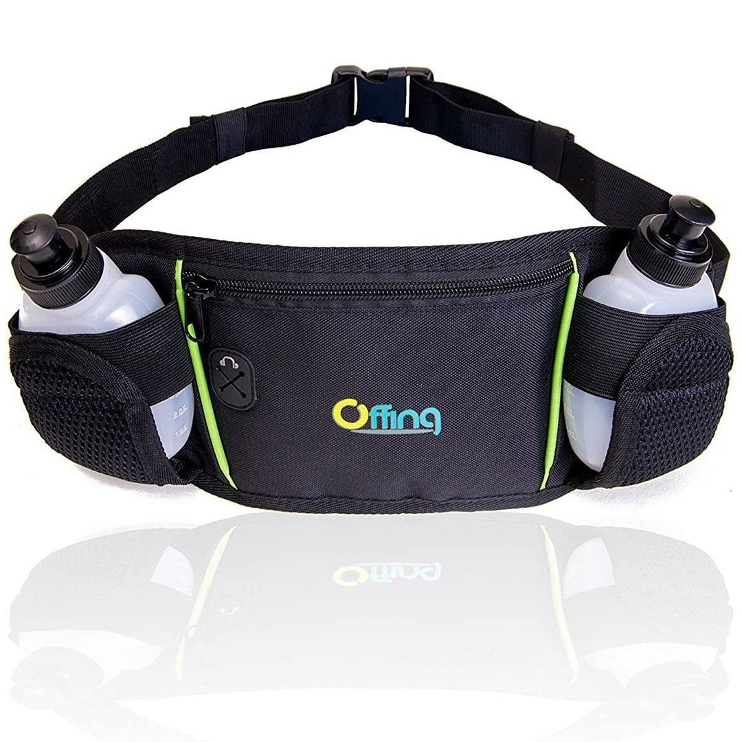 Men or Womens Hydration Running Belt Pouch With Water Bottles And Zippered Compartment Image 1