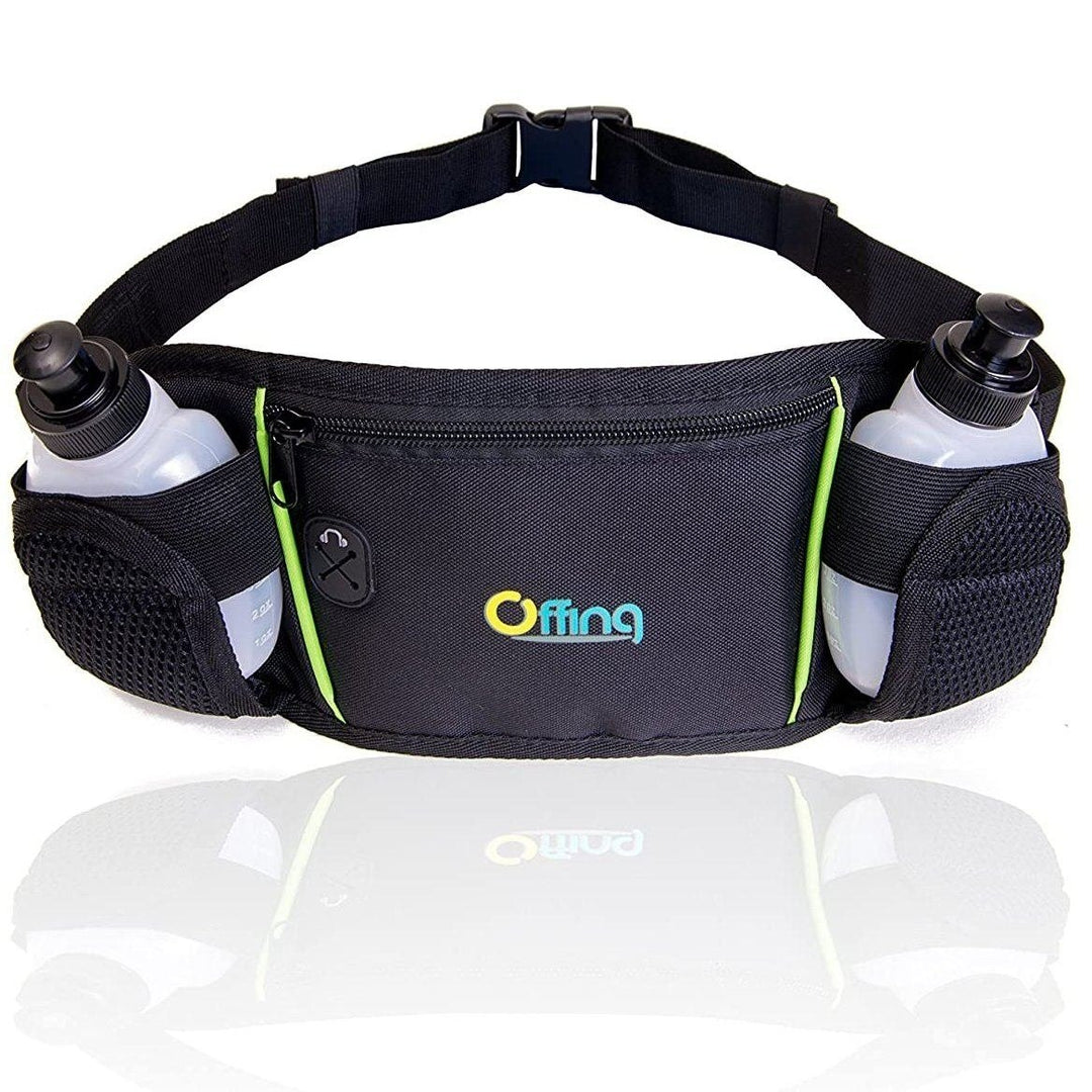 Men or Womens Hydration Running Belt Pouch With Water Bottles And Zippered Compartment Image 3