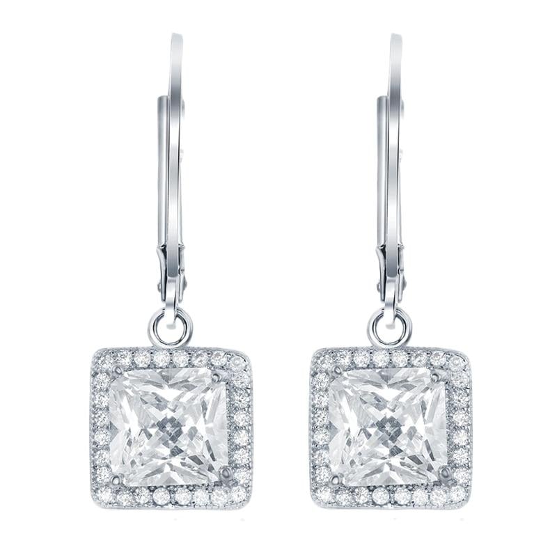 Leverback Elegance Princess Halo Drop Earring Image 2