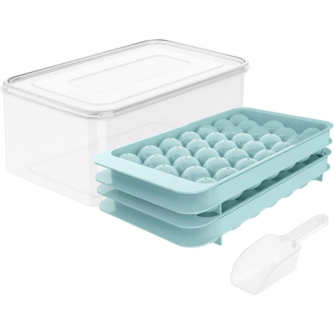 Lid and Bin Ice Ball Maker Mold for Freezer Image 1