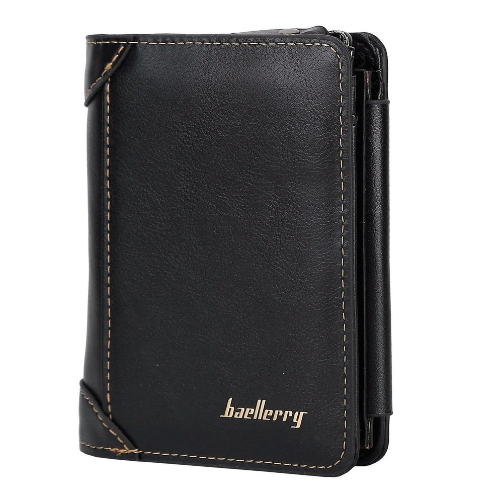 Mens Trifold Clutch Leather Wallet ID Card Holder Image 2