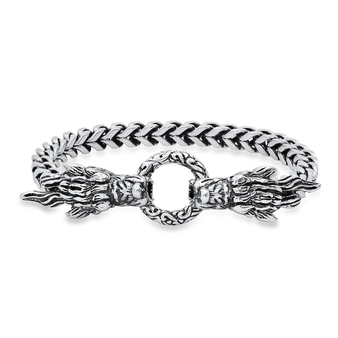 Mens Stainless Steel Dragon Head Bracelet Image 1