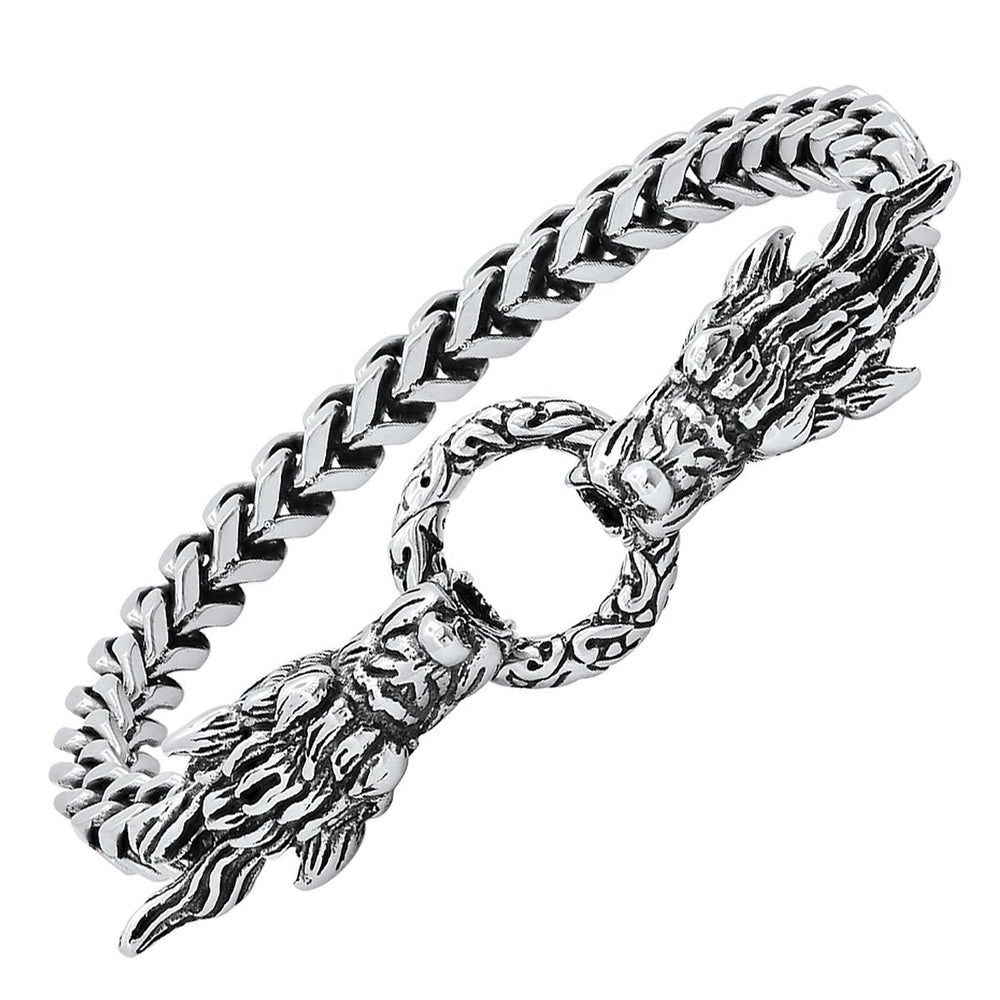 Mens Stainless Steel Dragon Head Bracelet Image 2