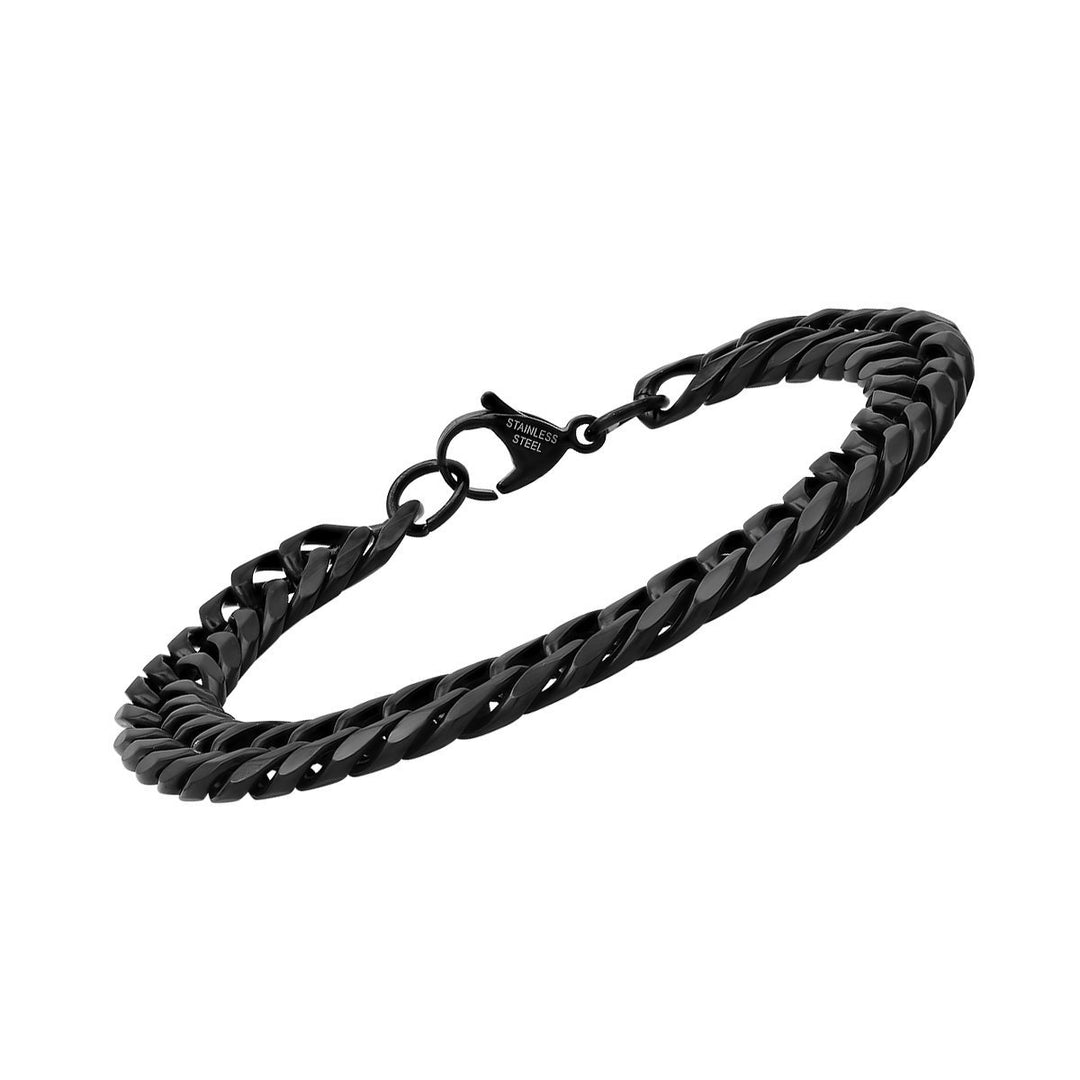 Mens Black IP Stainless Steel Cuban Link Chain Bracelet Image 2