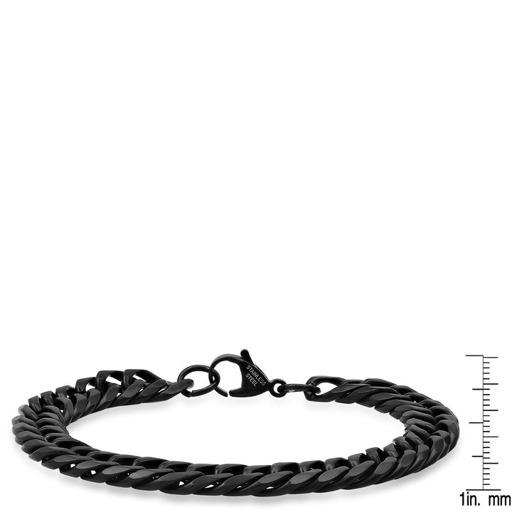 Mens Black IP Stainless Steel Cuban Link Chain Bracelet Image 3