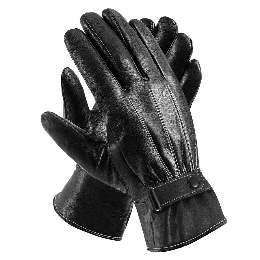 Mens Leather Winter Gloves Touchscreen Image 1