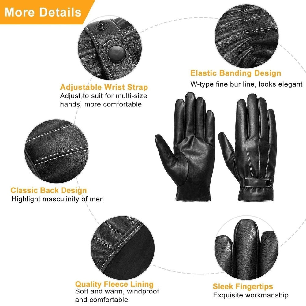 Mens Leather Winter Gloves Touchscreen Image 2