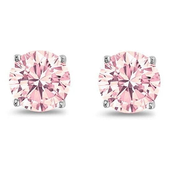 October Birthstone Pink 925 Sterling Silver Round Cz Stud Earring Image 1