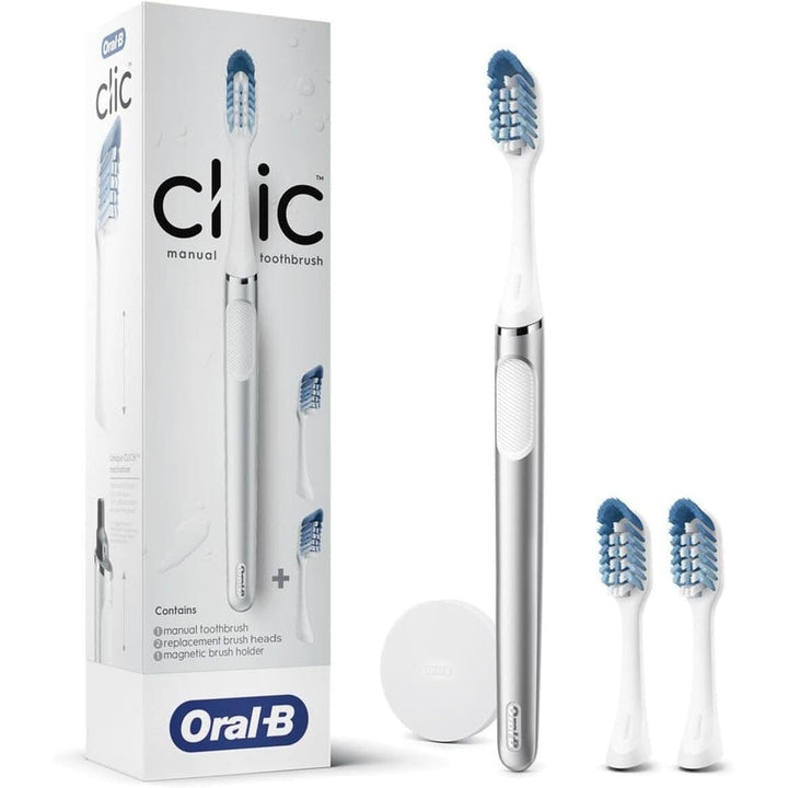 Oral-B Clic Deluxe Starter Kit Manual Toothbrush with 3 Brush Heads and Magnetic Brush Mount Image 1