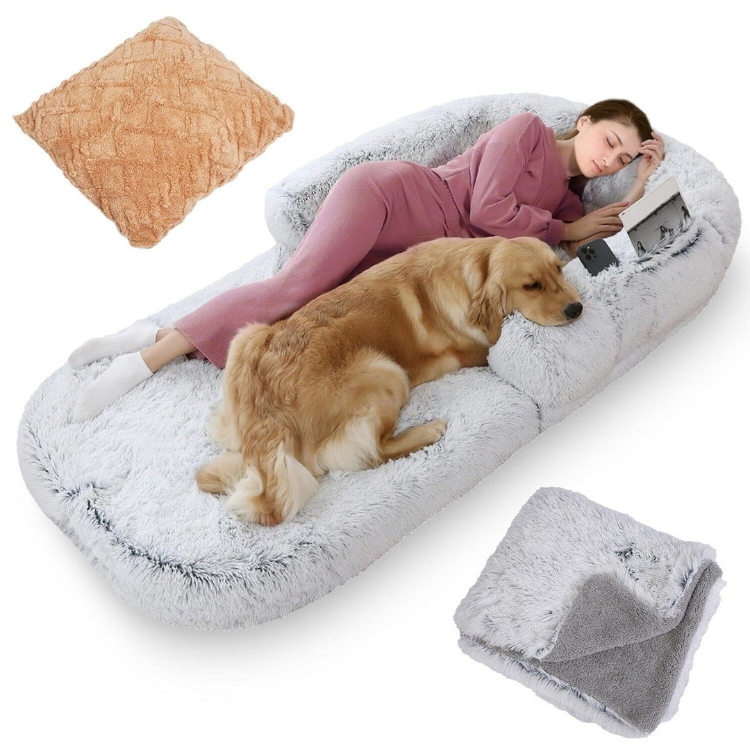 Napping Human-Sized Dog Bed Machine Washable Zipped Removable Cover Image 1