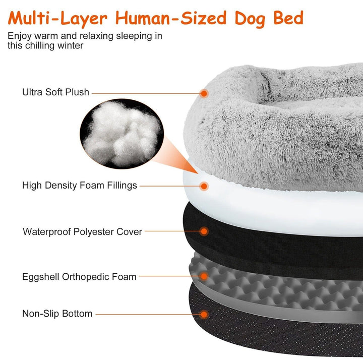 Napping Human-Sized Dog Bed Machine Washable Zipped Removable Cover Image 4