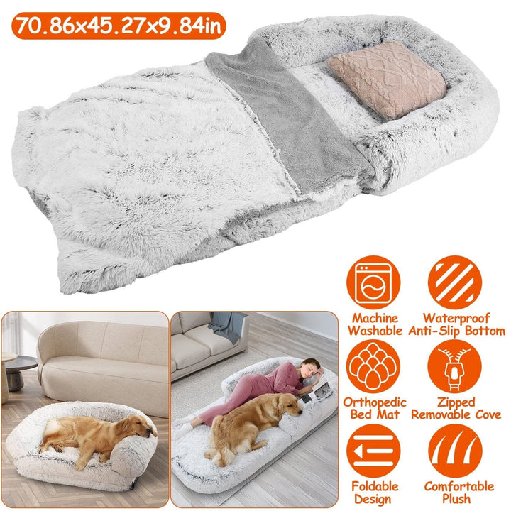 Napping Human-Sized Dog Bed Machine Washable Zipped Removable Cover Image 4