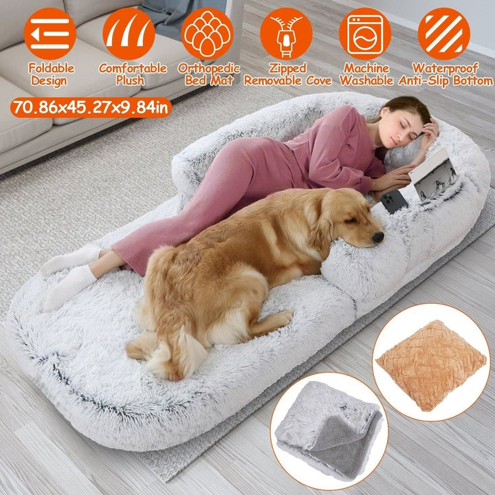 Napping Human-Sized Dog Bed Machine Washable Zipped Removable Cover Image 10