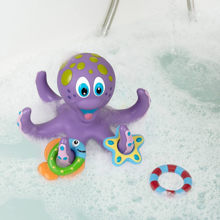 Nuby Floating Purple Octopus with 3 Hoopla Rings Interactive Bath Toy Image 3