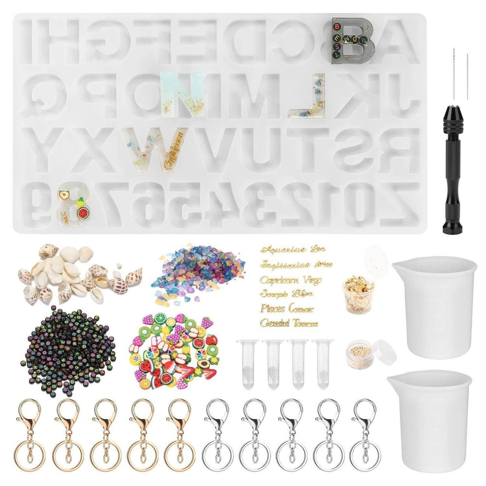 Numbers Alphabet Mold for DIY Craft Casting with Resin Decoration Fillers Set Kit Image 2