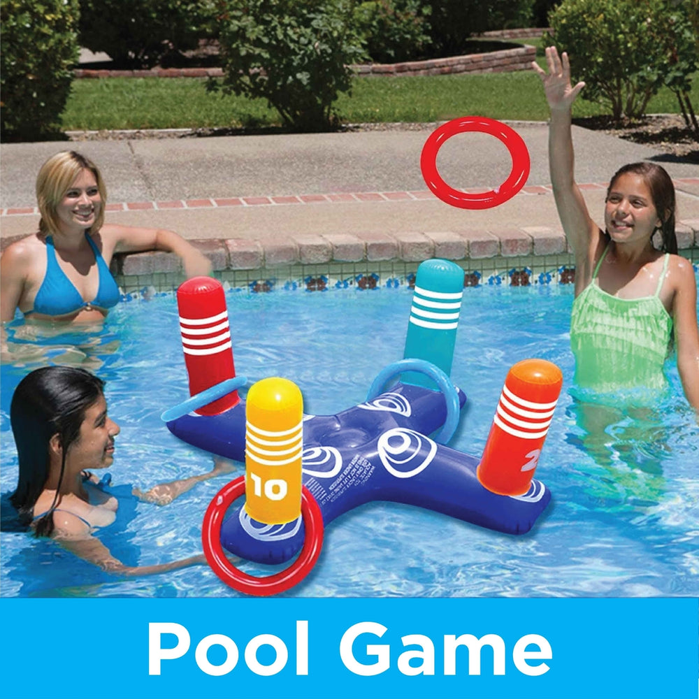 Multiplayer Pool Game Inflatable Pool Ring with 4 Pool Rings Image 2