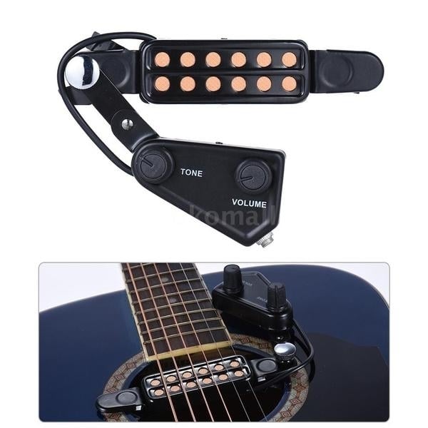 Music Tools 12-hole Acoustic Guitar Sound Hole Pickup Magnetic Transducer with Tone Volume Controller Audio Cable Image 1