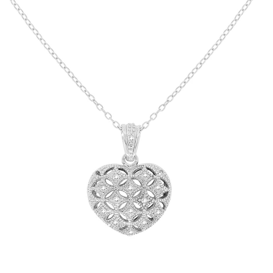 Patterned Heart Locket Pendant Necklace Image 2