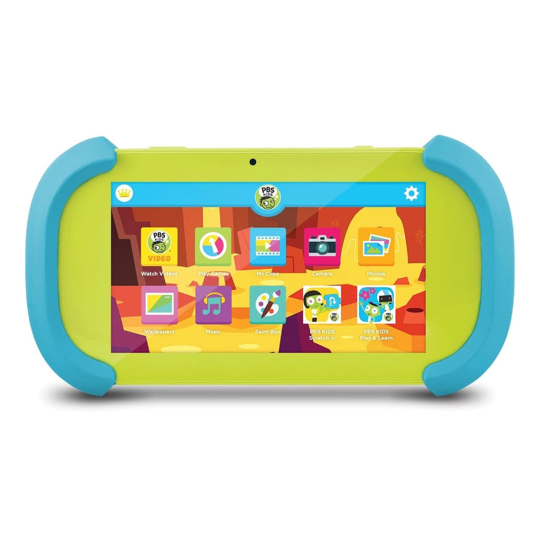 PBS KIDS PBKRWM5410 KIDS 7" HD PBS Kids Playtime Pad Kid Safe Tablet - Wifi Ready 16GB Storage Bluetooth Front and Back Image 1