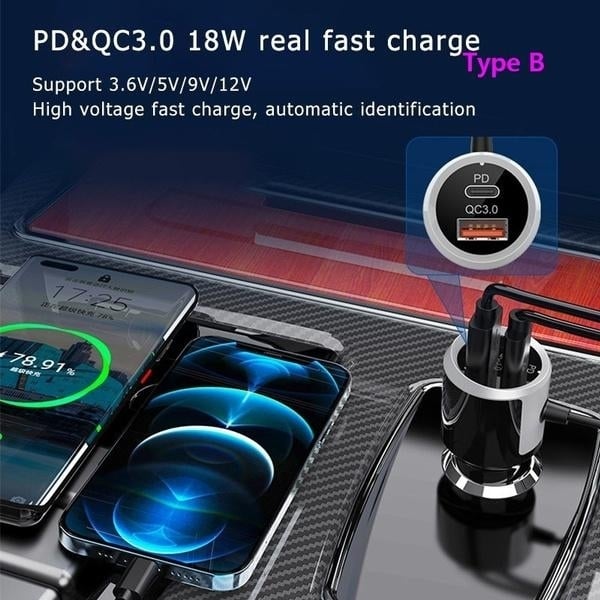 PD18W and QC3.0 Bluetooth 5.0 Car Radio Adapter Dual Fast Charging Port Wireless FM Audio Hands Free Car Kit Receiver Image 4