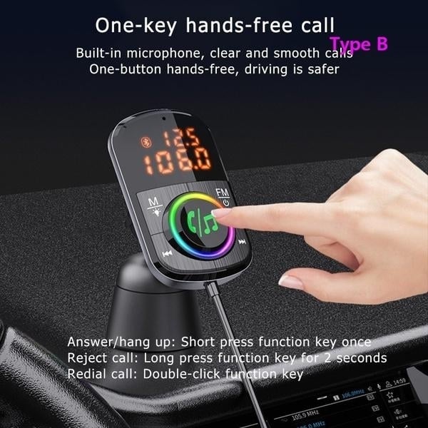 PD18W and QC3.0 Bluetooth 5.0 Car Radio Adapter Dual Fast Charging Port Wireless FM Audio Hands Free Car Kit Receiver Image 6