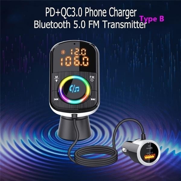 PD18W and QC3.0 Bluetooth 5.0 Car Radio Adapter Dual Fast Charging Port Wireless FM Audio Hands Free Car Kit Receiver Image 8