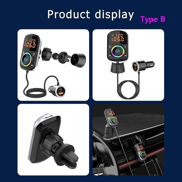 PD18W and QC3.0 Bluetooth 5.0 Car Radio Adapter Dual Fast Charging Port Wireless FM Audio Hands Free Car Kit Receiver Image 10