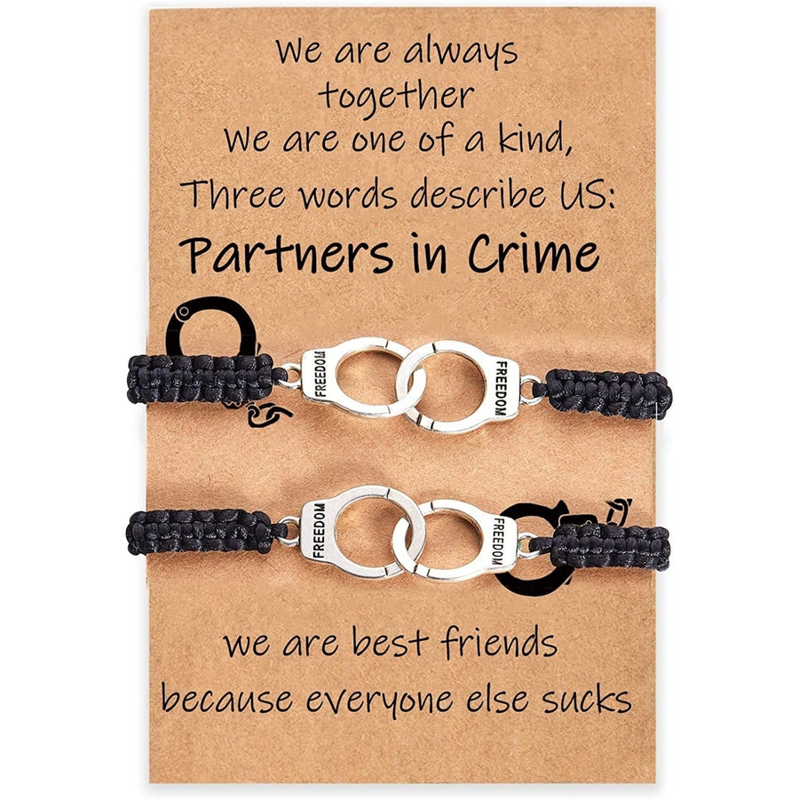 Partner in Crime Handcuff Friendship Bracelets Image 1