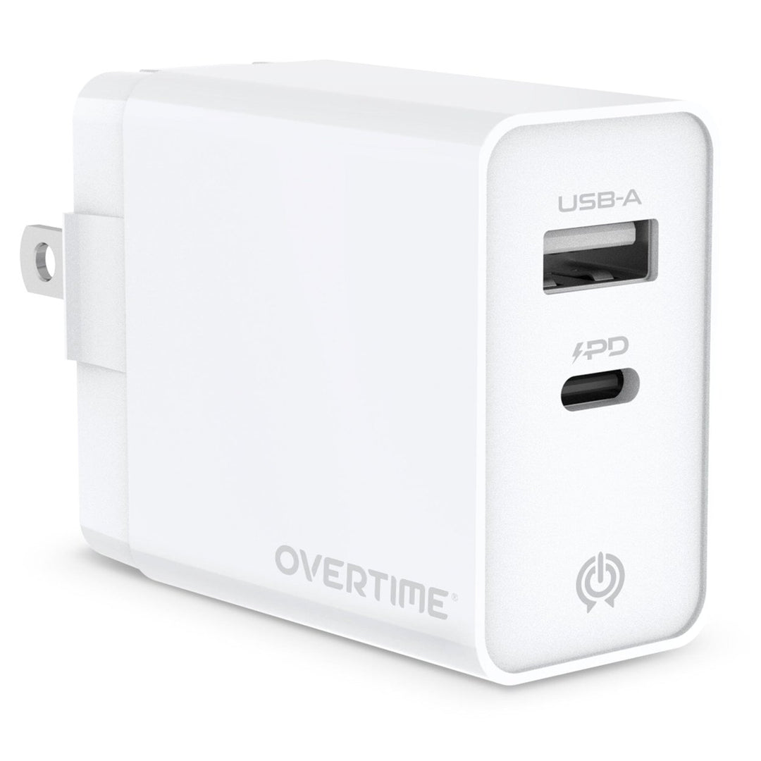 Overtime Dual Port USB A and USB C 38W Fast Charging Power Adapter Image 1