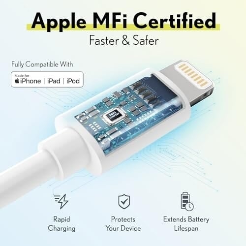 Overtime iPhone Lightning Cable MFI Certified 1ft Iphone Charger Cord Image 2