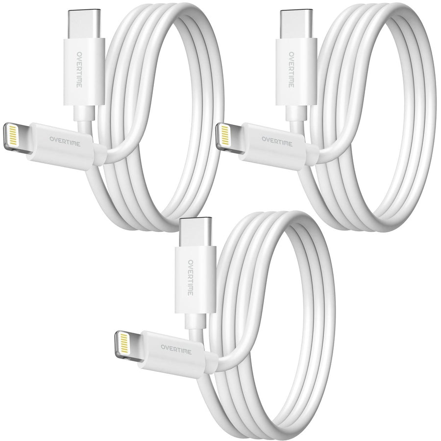 Overtime MFI Certified USB C to Lightning 6ft cable Fast Charging and Data Transfer - White Image 1