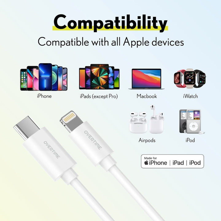 Overtime iPhone MFI Certified 6ft Smart USB-C to Lightning Cable Image 4