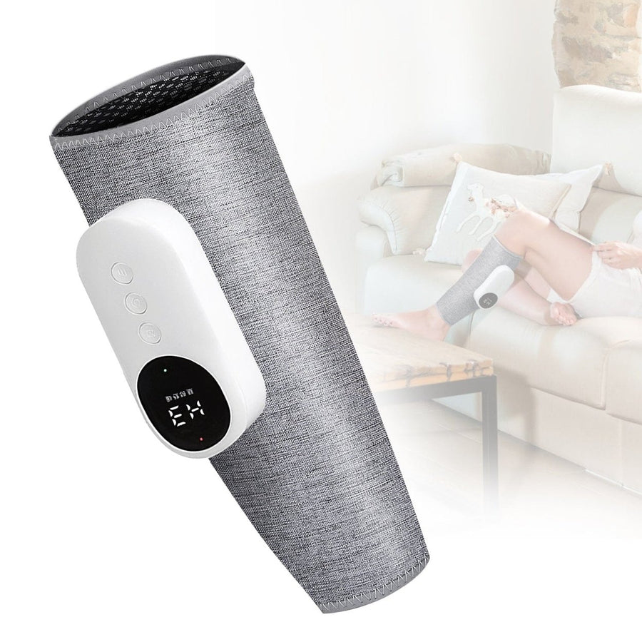 Portable Cordless Rechargeable Air Leg Compression Massage Adjustable Wrap with 3 Modes Intensities Heating Function Image 1