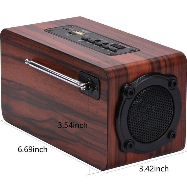 Portable Retro Wooden Wireless Bluetooth 4.2 Speaker Image 3