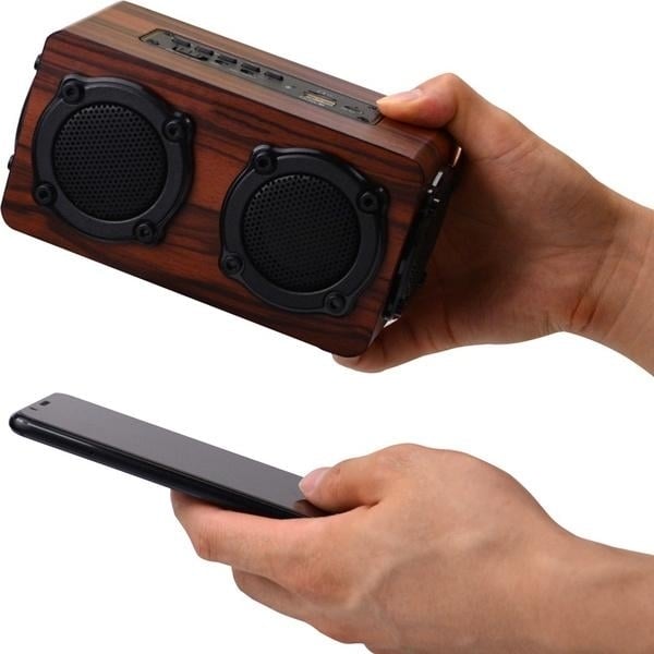 Portable Retro Wooden Wireless Bluetooth 4.2 Speaker Image 4