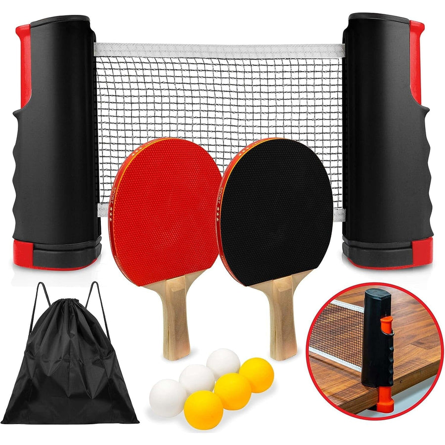 Ping Pong Set with 4 Paddles and Net for Any Table Image 1