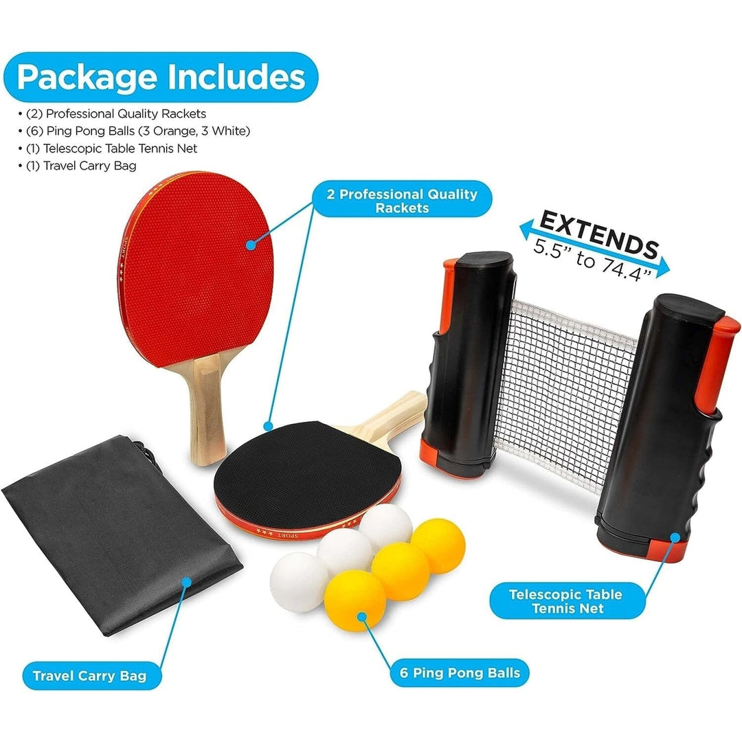 Ping Pong Set with 4 Paddles and Net for Any Table Image 8