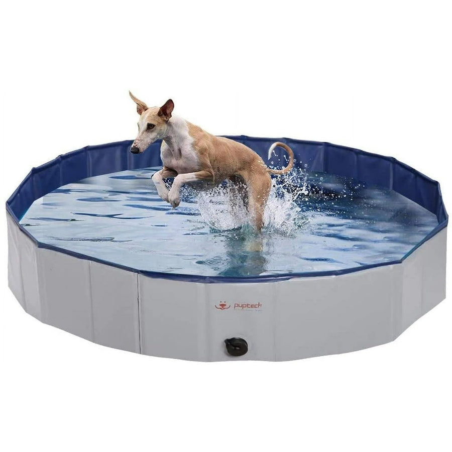 PUPTECK Foldable Dog Swimming Pool - Portable Pet Bathing Tub Leakproof (Gray) Image 1