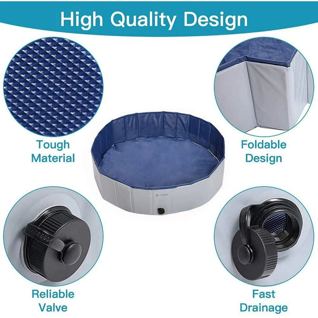 PUPTECK Foldable Dog Swimming Pool - Portable Pet Bathing Tub Leakproof (Gray) Image 3