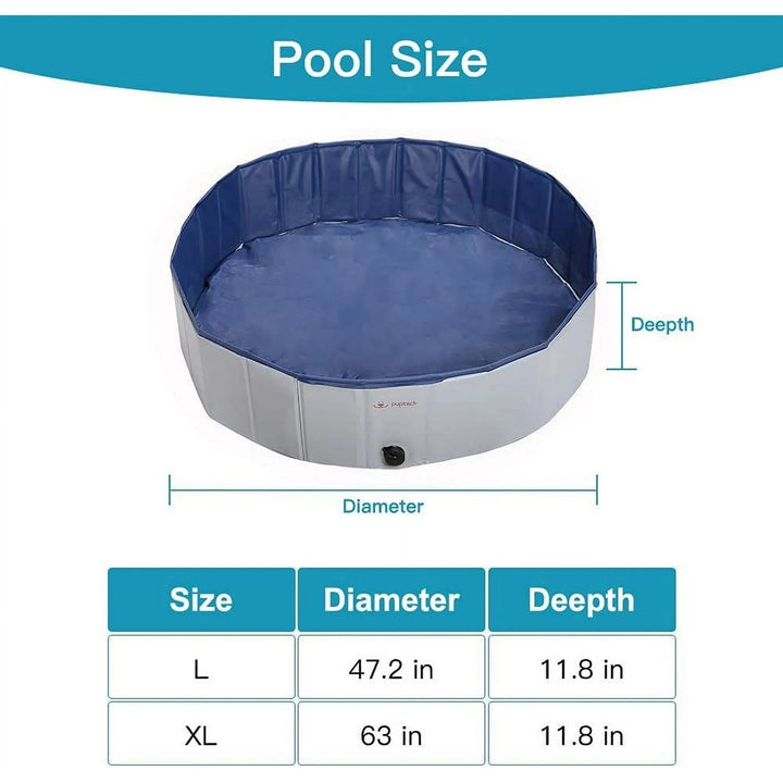 PUPTECK Foldable Dog Swimming Pool - Portable Pet Bathing Tub Leakproof (Gray) Image 6