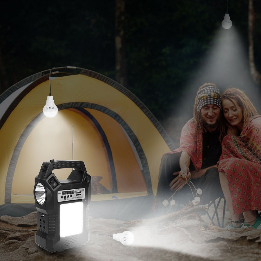 Portable Solar Power Station with Flashlight and 3 Lighting Bulbs Image 1