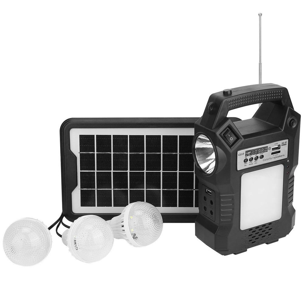 Portable Solar Power Station with Flashlight and 3 Lighting Bulbs Image 2