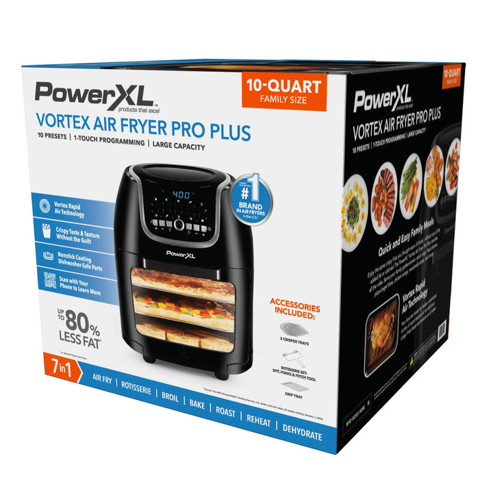 PowerXL Vortex Air Fryer Pro Plus 10 Quart Capacity Black 1700 Watts (Black) Image 9